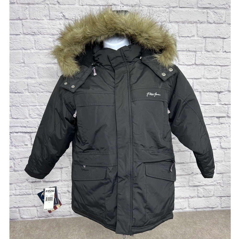Vintage Phat Farm Y2K‎ Kids Boys Black Hooded Parka Size 7 New